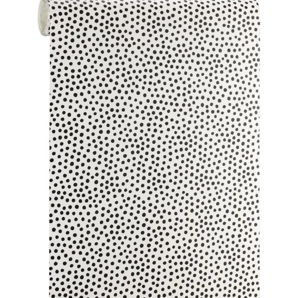 Kwantum Vliesbehang|Behang Polka Zwart Wit