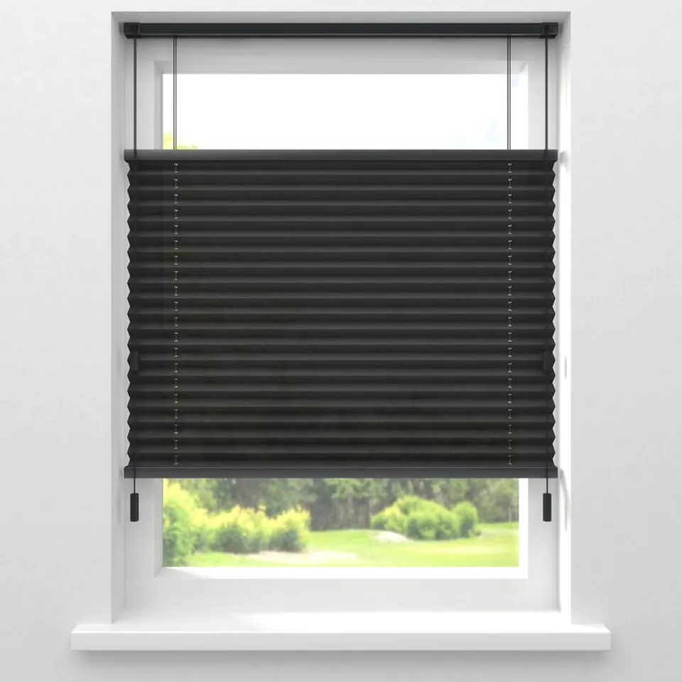 Kwantum Plisségordijnen|Fenstr Plissé Mara Zwart Lichtdoorlatend