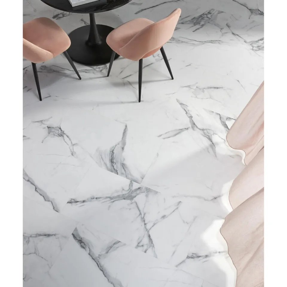 Kwantum Klik Pvc-Vloeren|Klik PVC Marble Wit Tegel XL Plank