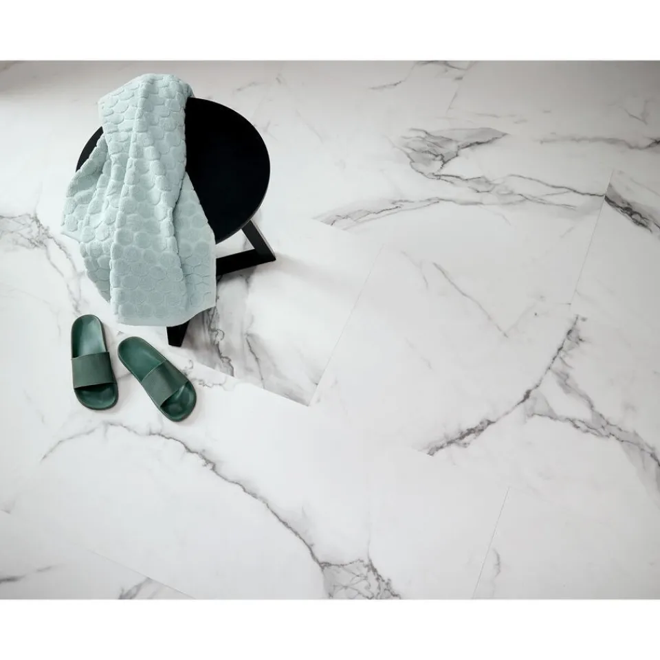 Kwantum Klik Pvc-Vloeren|Klik PVC Marble Wit Tegel XL Plank