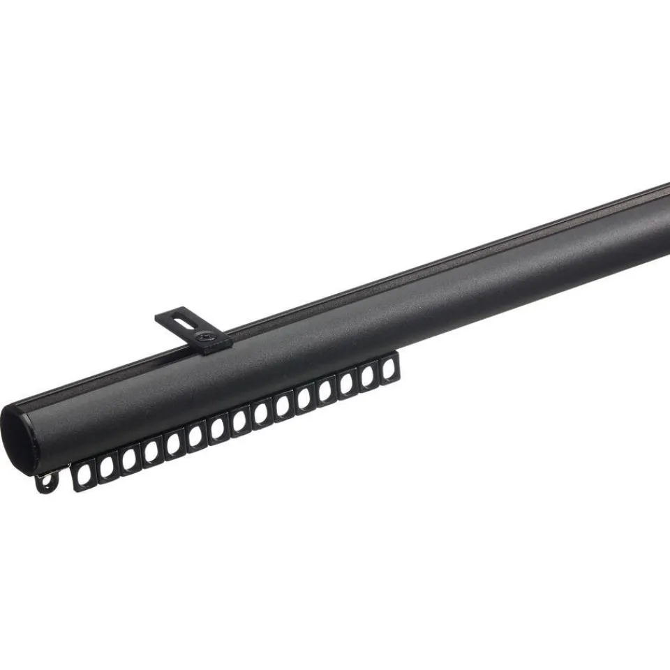 Kwantum Gordijnrails|Railroedeset 200 Cm Zwart Metaal - Ø28mm