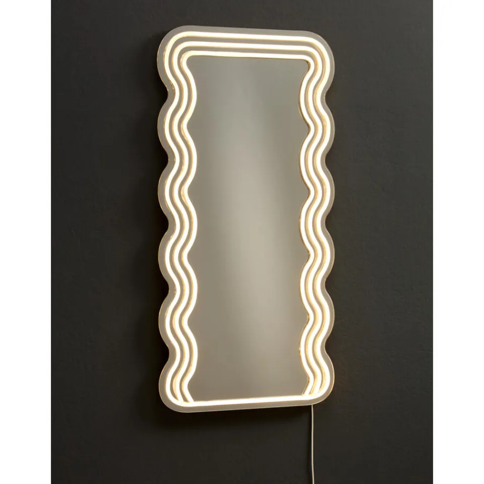 Kwantum Spiegels|Wandlampen|Spiegel Met Verlichting - Wave - Neon - Warm Wit - 70x35 Cm