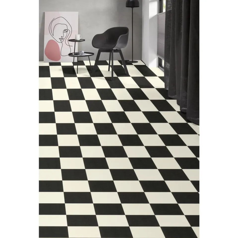 Kwantum Vinyl Vloeren|Vinyl Benson Zwart Wit Tegellook