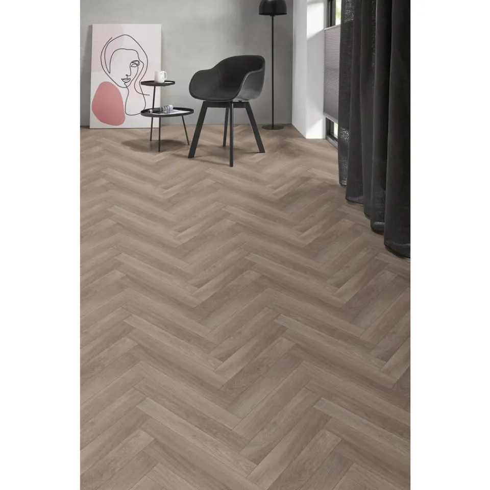 Kwantum Vinyl Vloeren|Vinyl Clarks Taupe Visgraat
