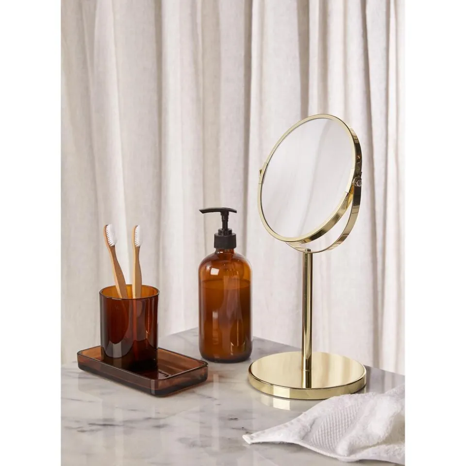 Kwantum Badkameraccessoires|Zeeppomp Apothekersglas Bruin